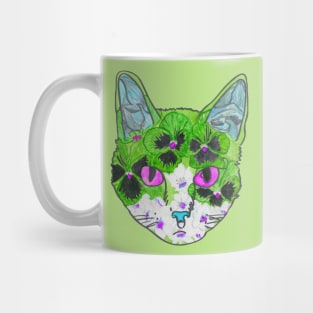 Green floral kitty Mug